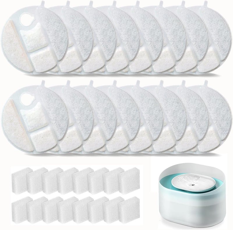 OUPUSES 16 Pack Dog Water Fountain Replacement Filters for Petlibro Capsule Dog Fountain PLWF008,Pet libro filters with Replacement Pre-Filter Pump Sponges. - Image 1